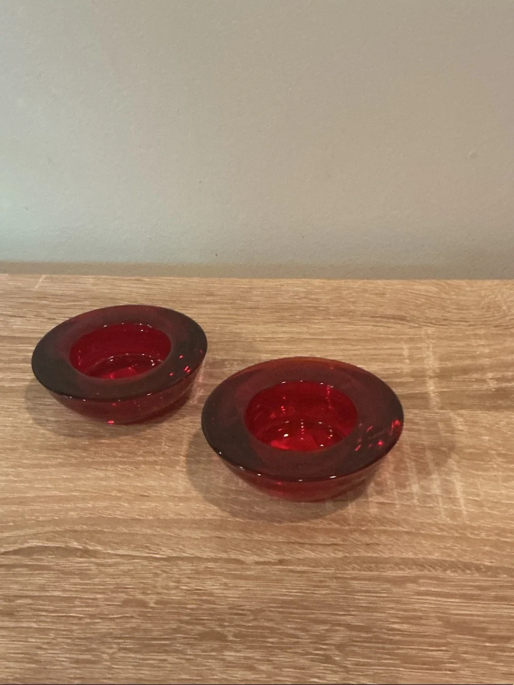 Crate&Barrel Red Glass Votive Holders - set of 2 NWT